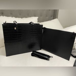 Beis Work Tote in Black Croc